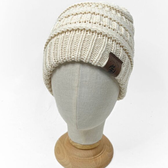 Cream/ Tan Beanie Hat Skully Women's Slouchy Thick Satin Lined Cap - Picture 1 of 9